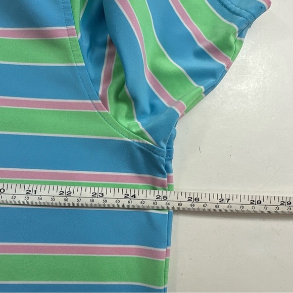 Peter Millar Summer Comfort Polo Shirt Men’s XL Short Sleeve Blue Green Striped - Picture 6 of 8